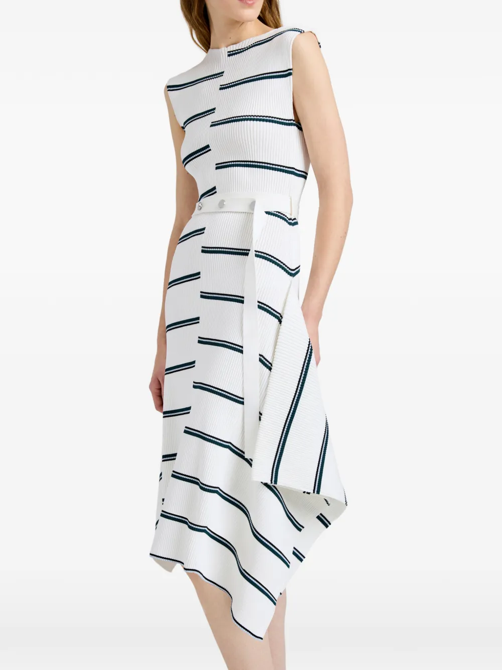 Proenza Schouler Artemis geribbelde gestreepte midi-jurk Wit