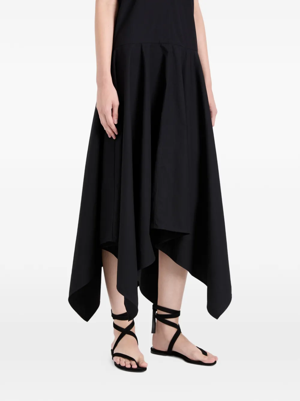 Proenza Schouler Sybella midi-jurk met zakdoek afwerking Zwart