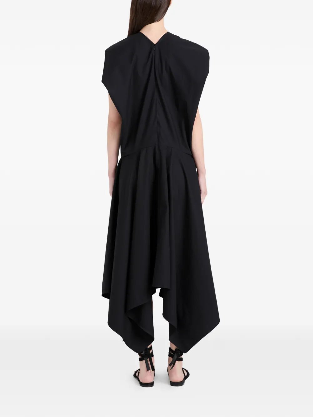 Proenza Schouler Sybella midi-jurk met zakdoek afwerking Zwart
