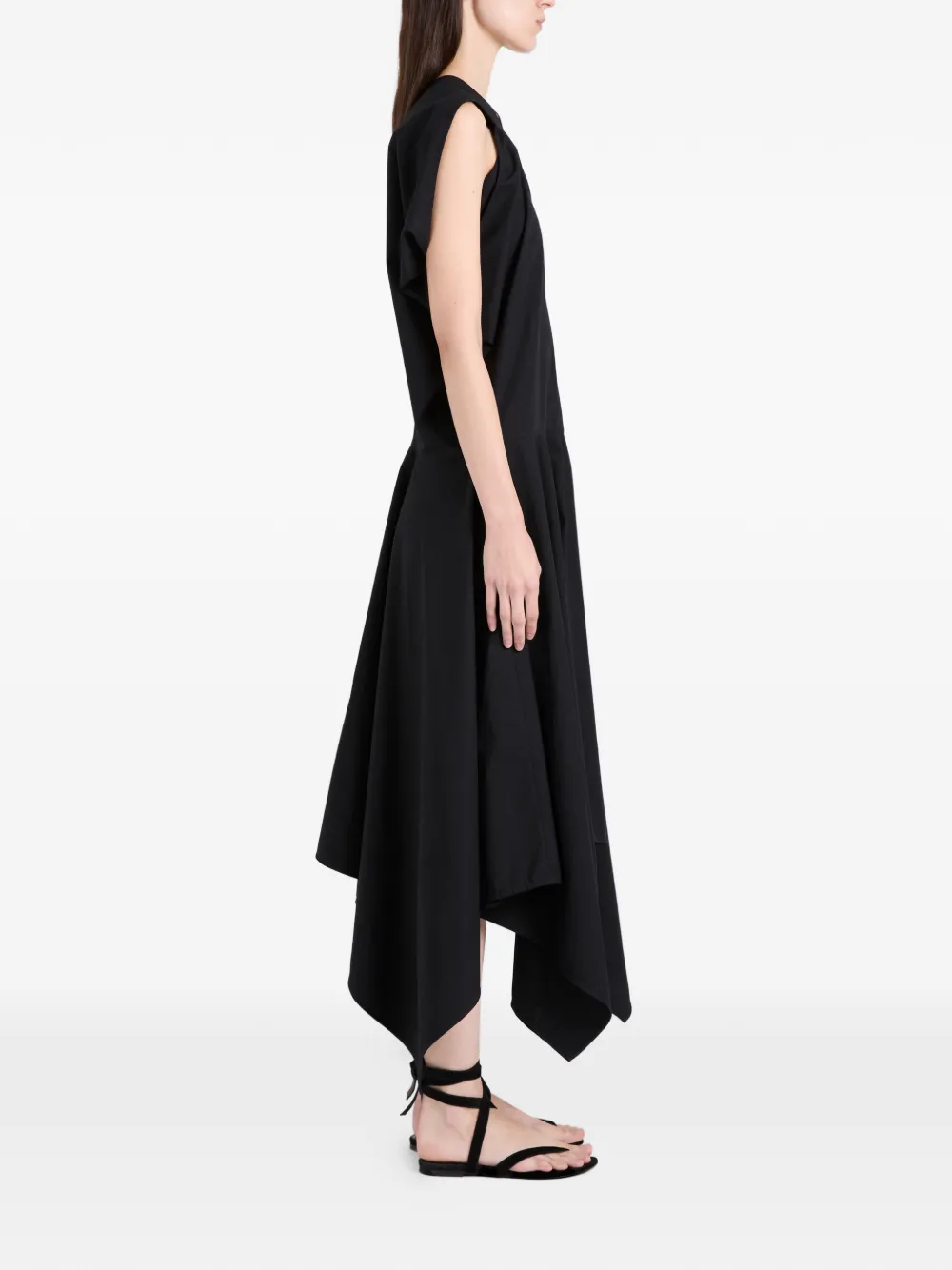 Proenza Schouler Sybella midi-jurk met zakdoek afwerking Zwart
