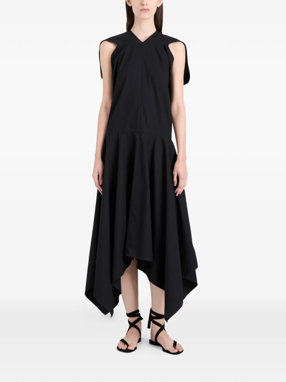 Proenza Schouler Sybella midi-jurk met zakdoek afwerking Zwart