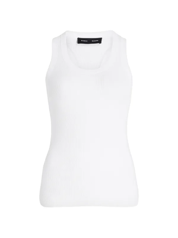 Proenza Schouler Roberts Ribbed Tank Top in White