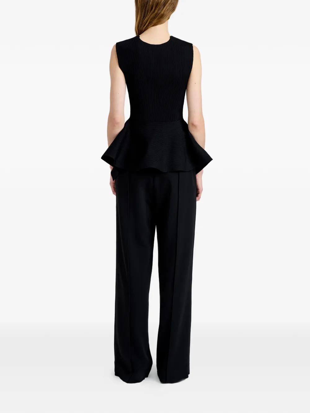 Proenza Schouler Eugenie geribbelde top met V-hals Zwart