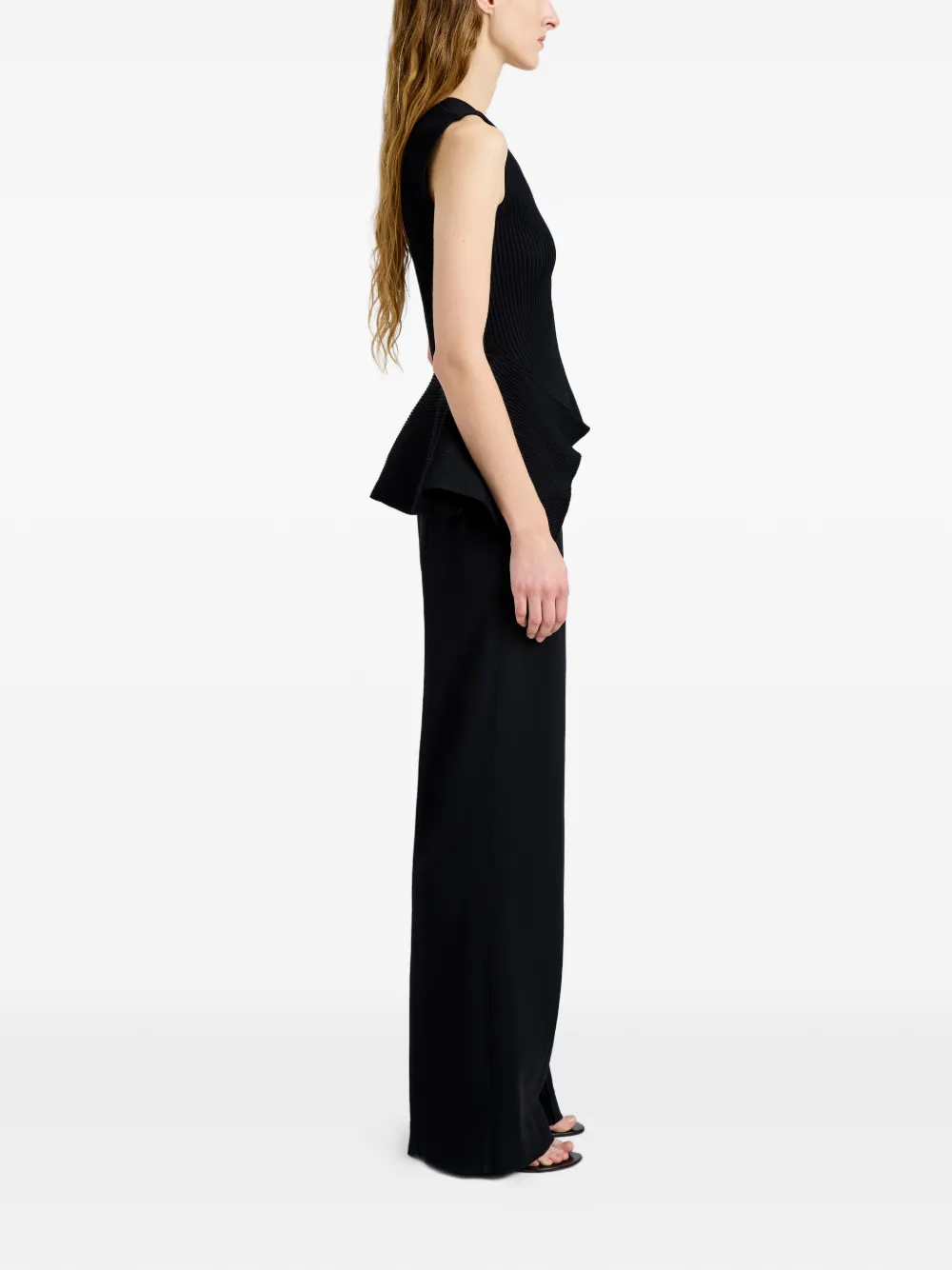 Proenza Schouler Eugenie geribbelde top met V-hals Zwart