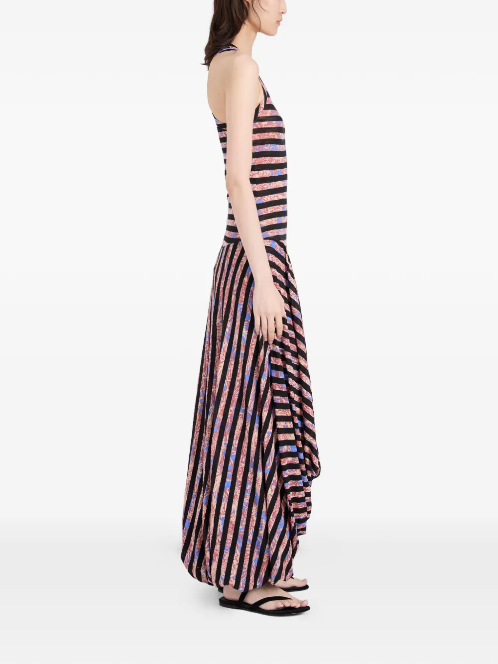 Proenza Schouler Nour gestreepte midi-jurk met print Zwart