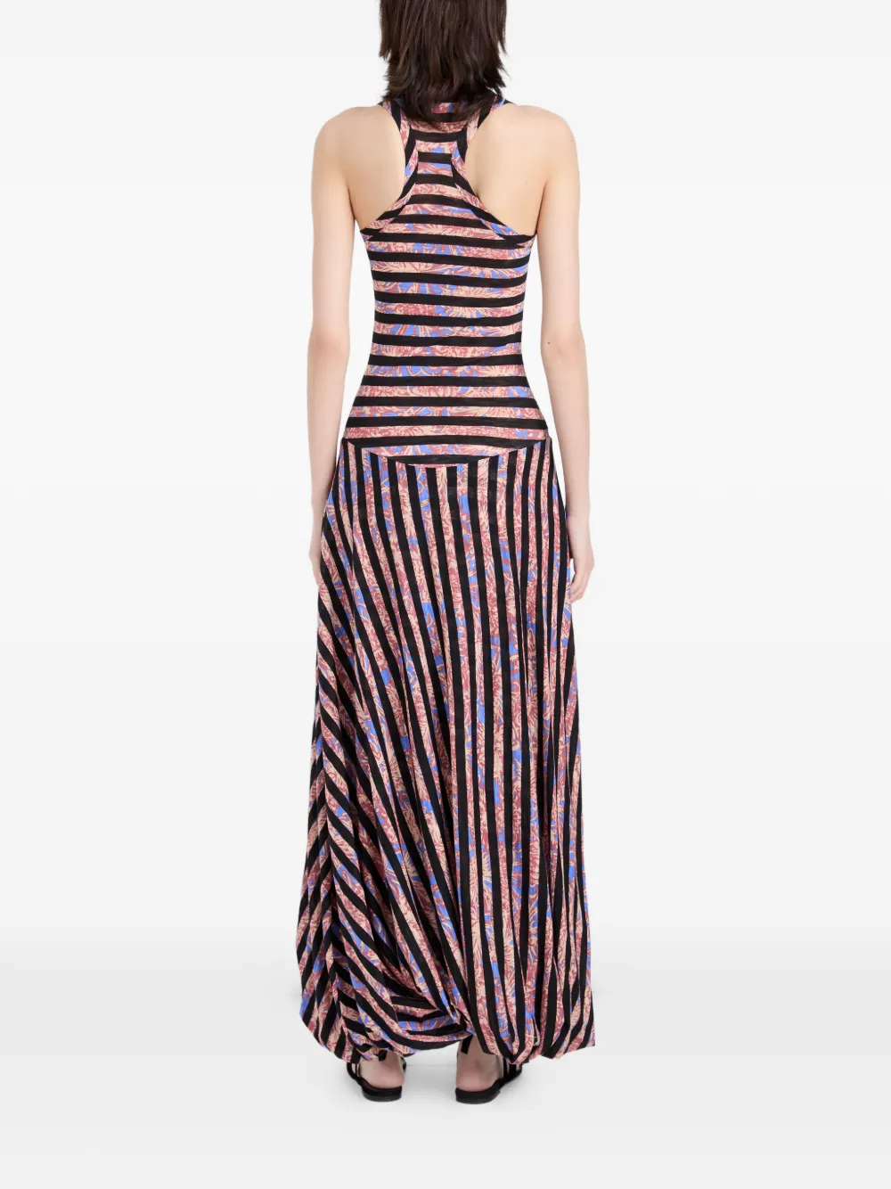 Proenza Schouler Nour gestreepte midi-jurk met print Zwart