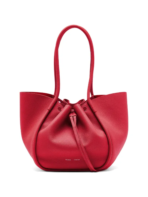 Proenza Schouler Large Ruched Tote in Soft Pebbled Calf in Red