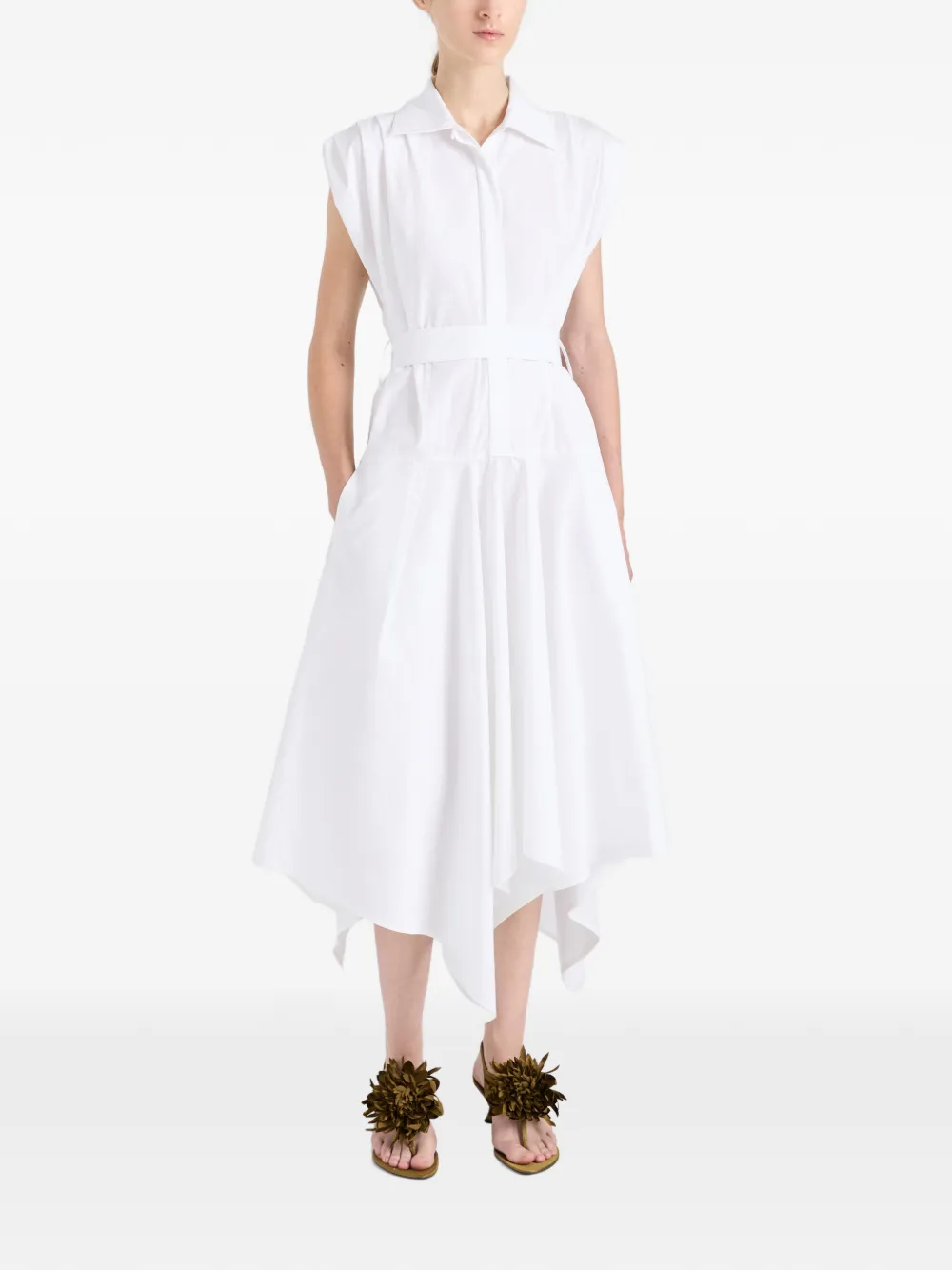 Proenza Schouler Adina midi-blousejurk met ceintuur Wit
