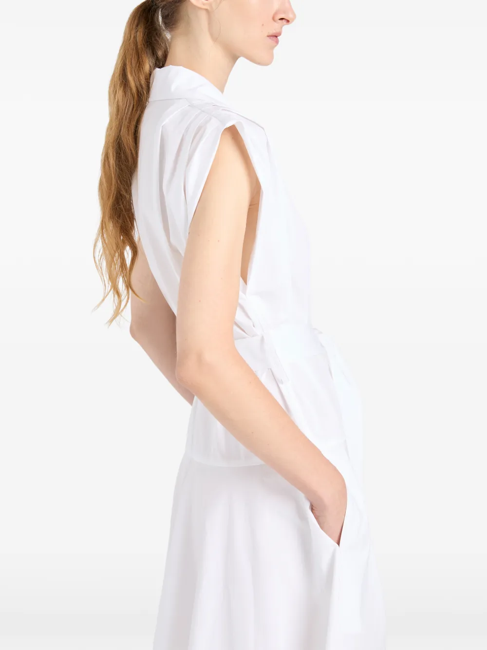 Proenza Schouler Adina midi-blousejurk met ceintuur Wit