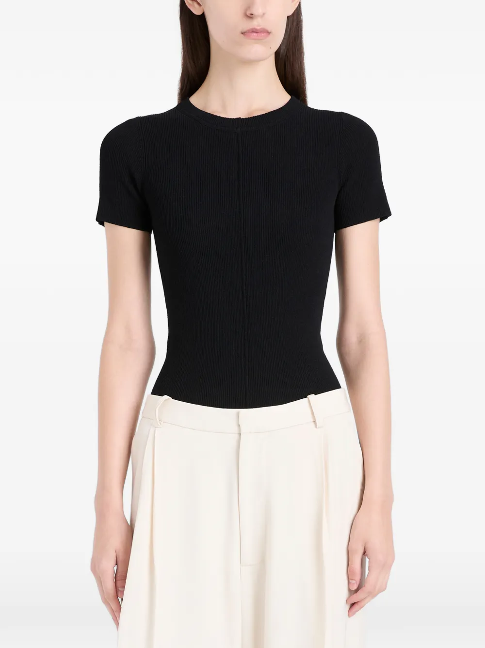 Proenza Schouler Sky geribbeld T-shirt Zwart