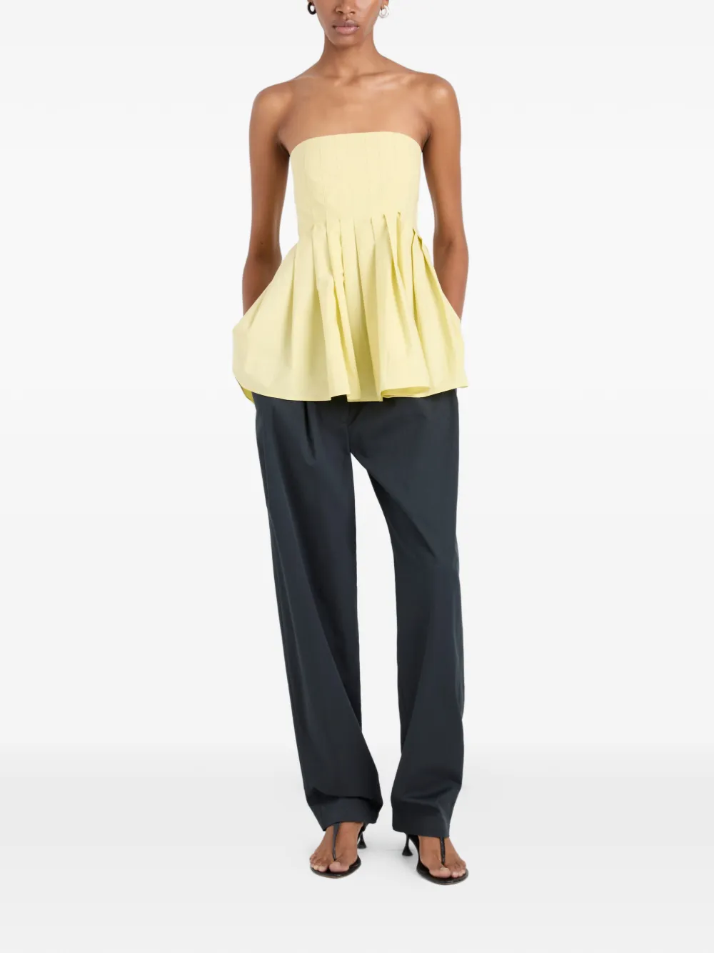 Proenza Schouler White Label Avine geplooide strapless top Geel