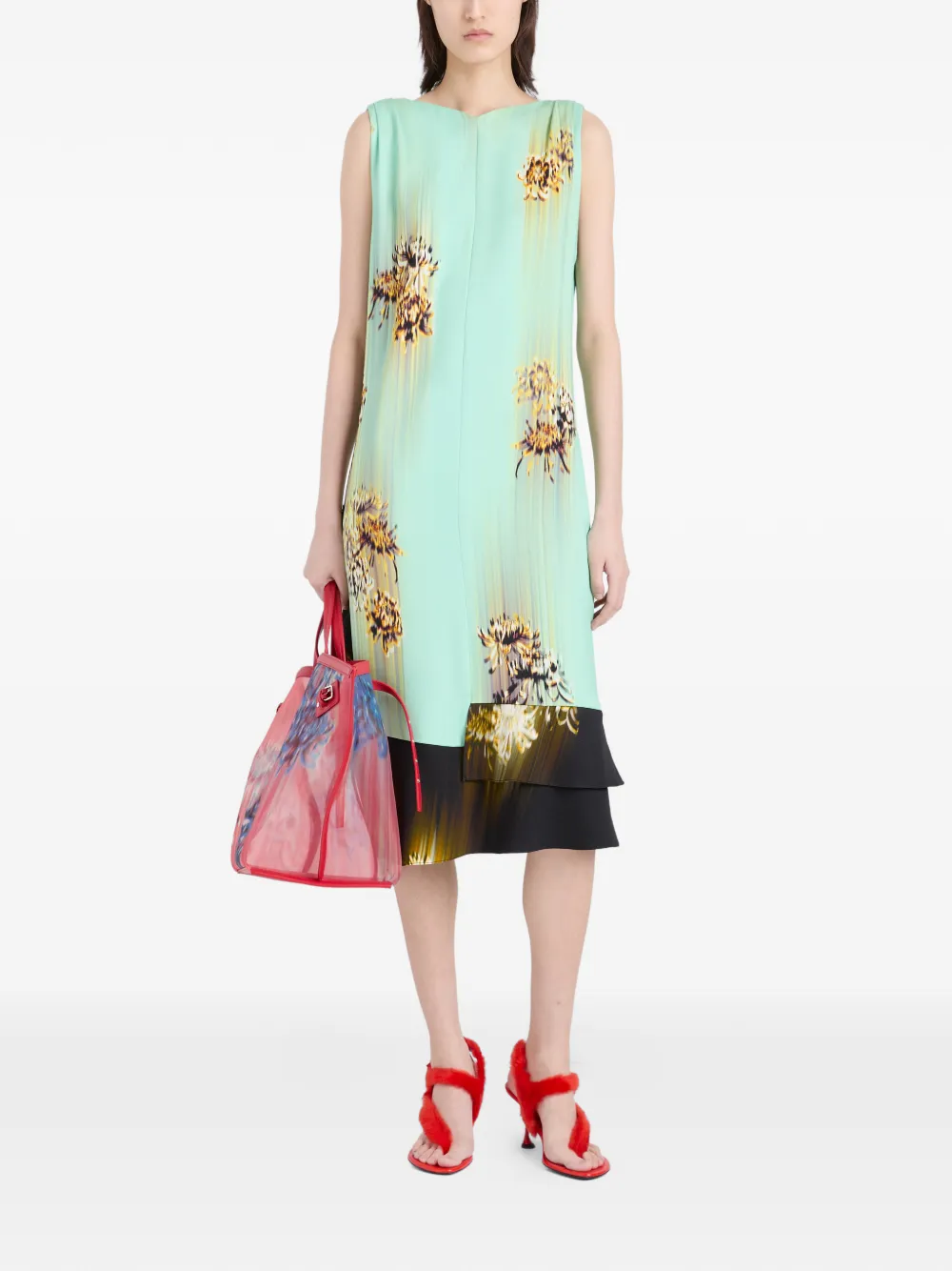 Proenza Schouler Midi-jurk met print Groen