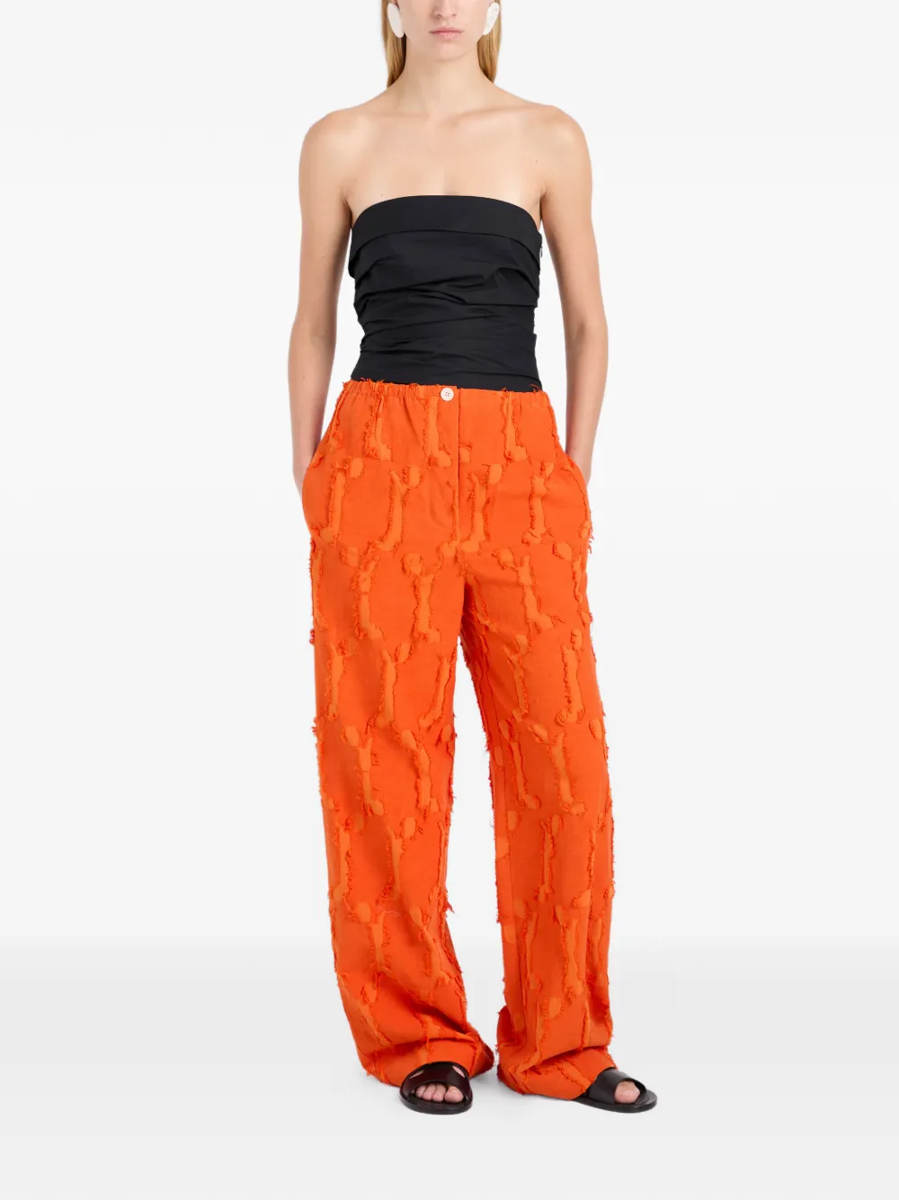 Proenza Schouler White Label Shilo broek met jacquard Oranje