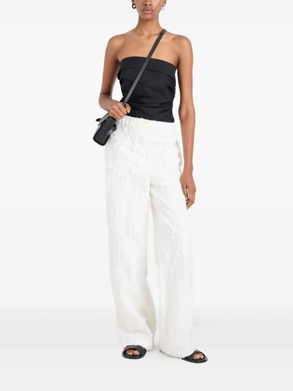 Proenza Schouler White Label Shilo broek met franje jacquard Beige
