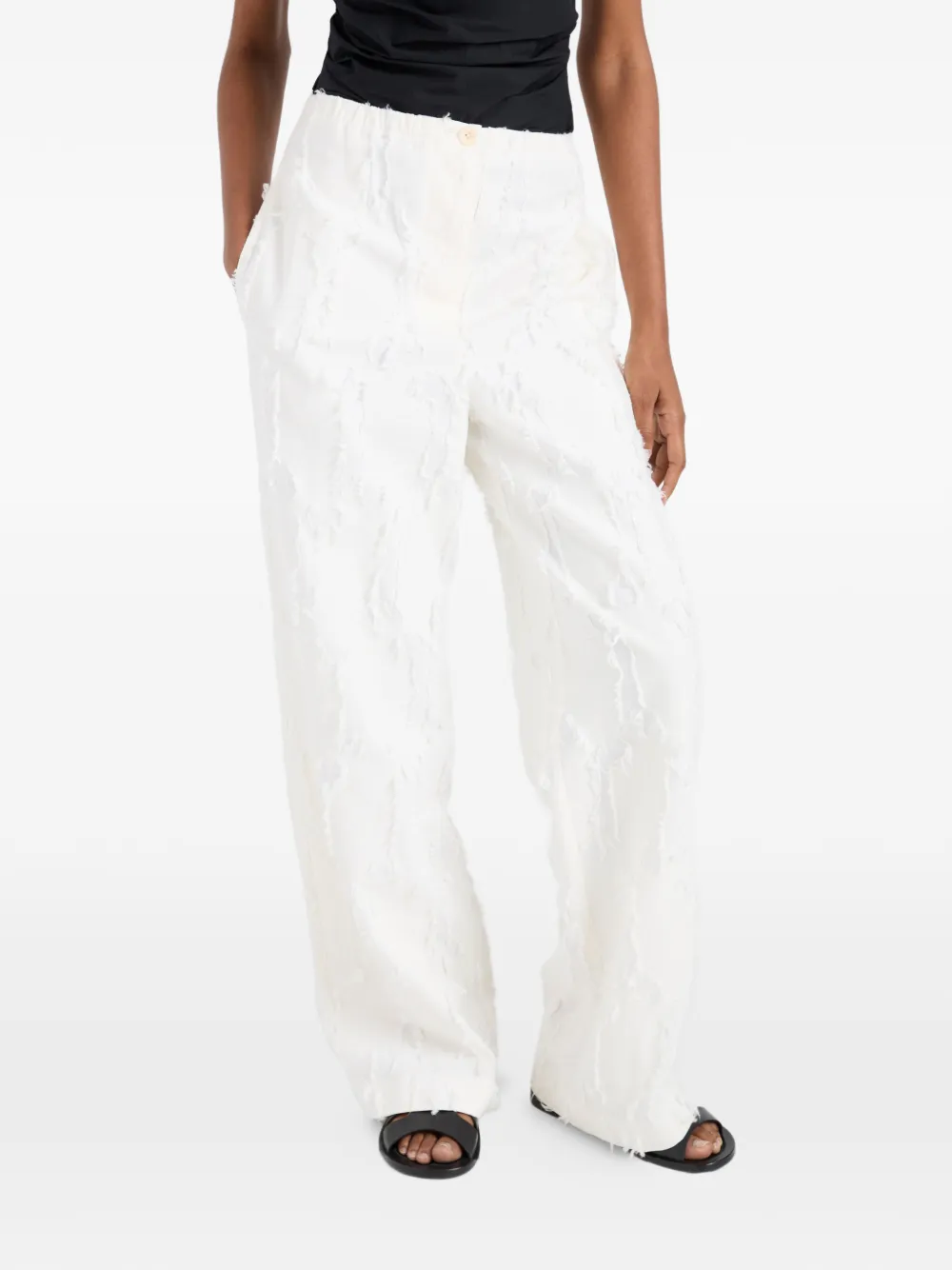 Proenza Schouler White Label Shilo broek met franje jacquard Beige