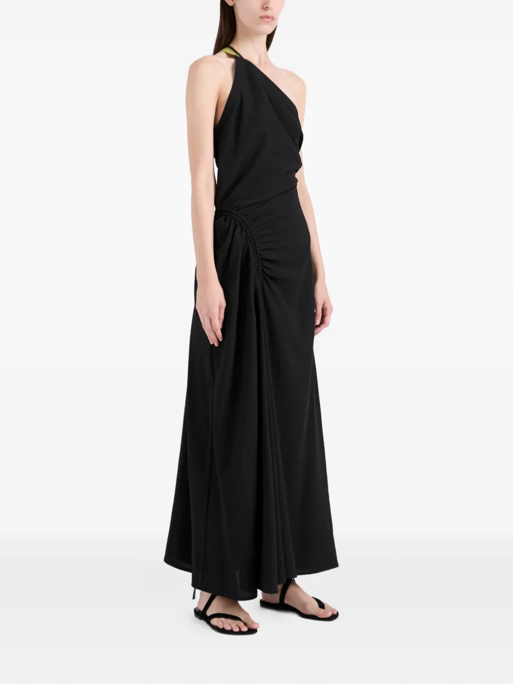 Proenza Schouler Sirena asymmetrische maxi-jurk met ruches Zwart
