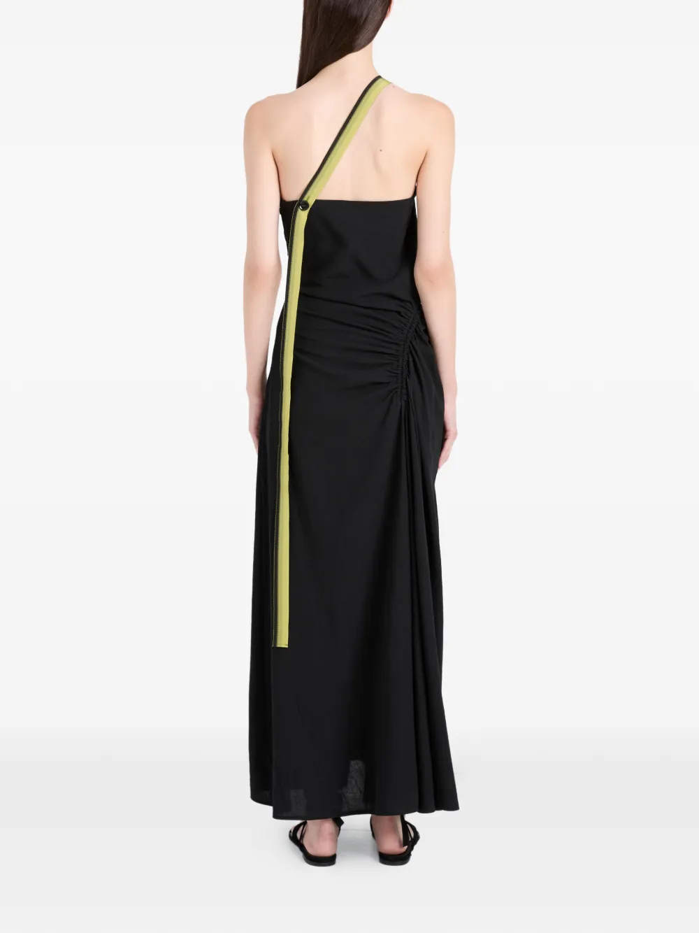 Proenza Schouler Sirena asymmetrische maxi-jurk met ruches Zwart