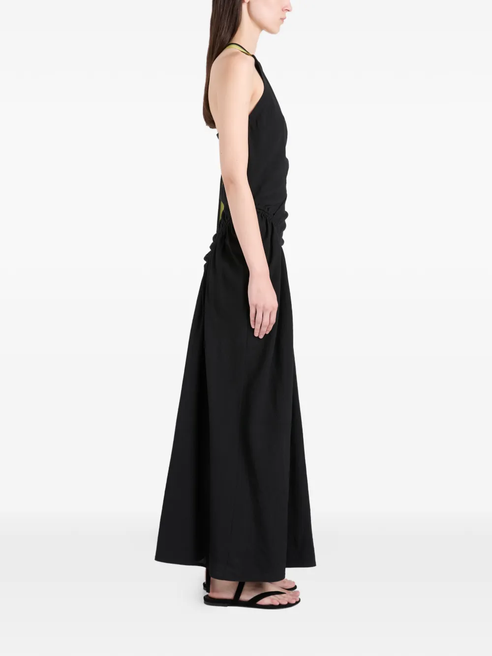Proenza Schouler Sirena asymmetrische maxi-jurk met ruches Zwart