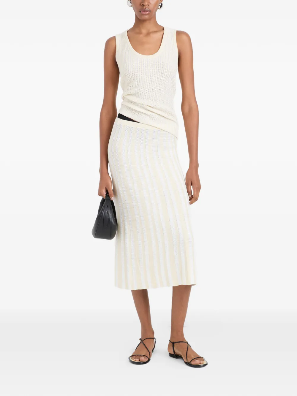 Proenza Schouler White Label Isley ribgebreide midi-rok Beige