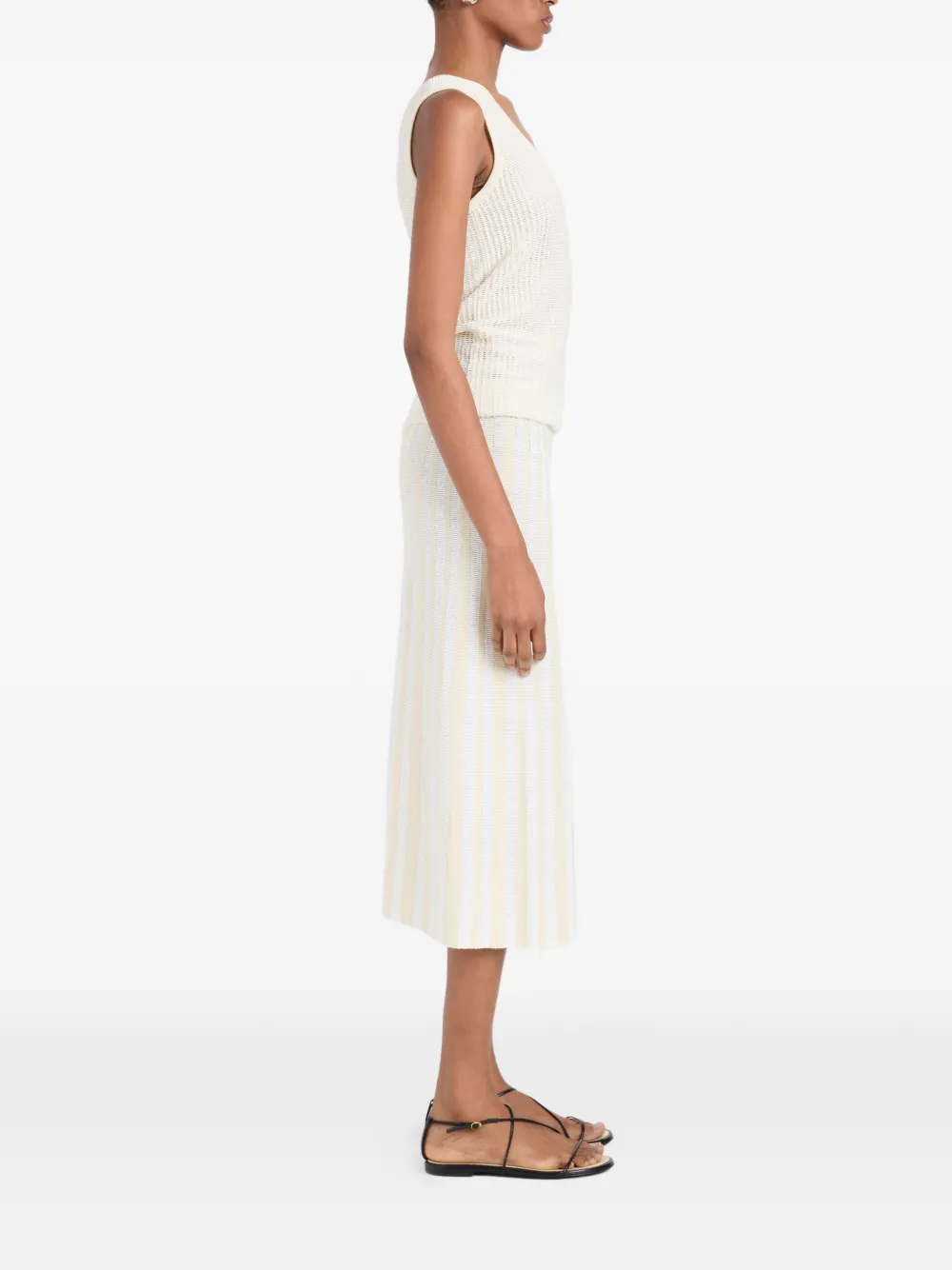 Proenza Schouler White Label Isley ribgebreide midi-rok Beige