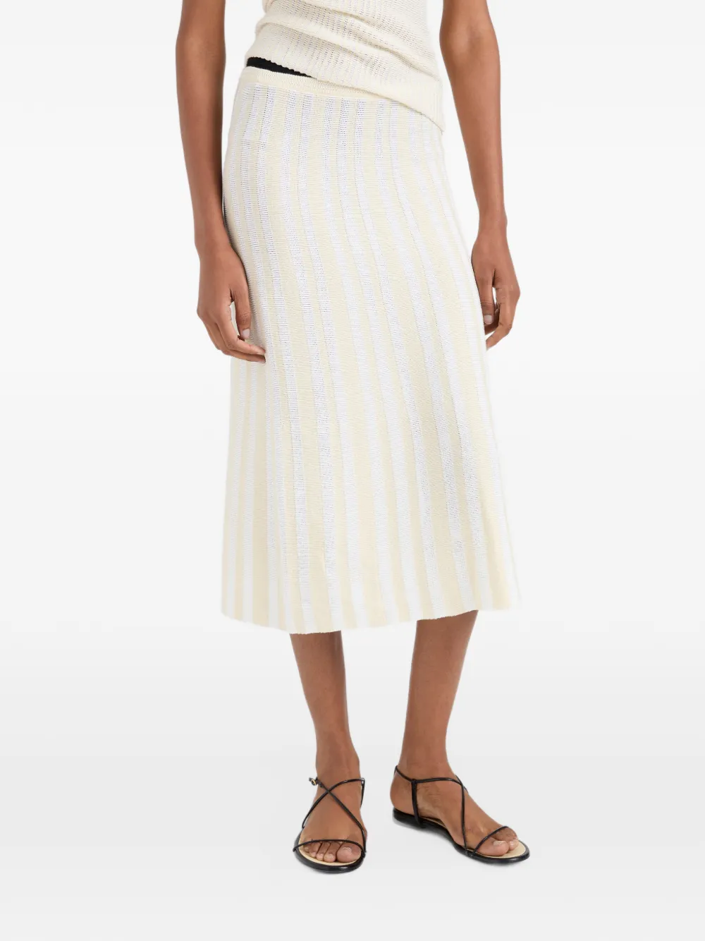 Proenza Schouler White Label Isley ribgebreide midi-rok Beige