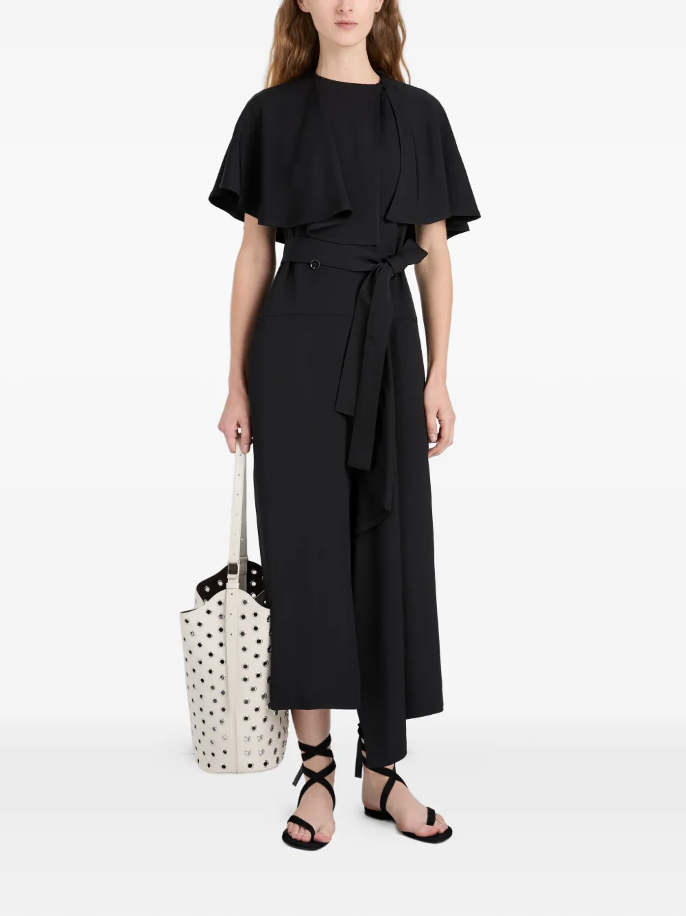 Proenza Schouler Isolde jurk met cape Zwart