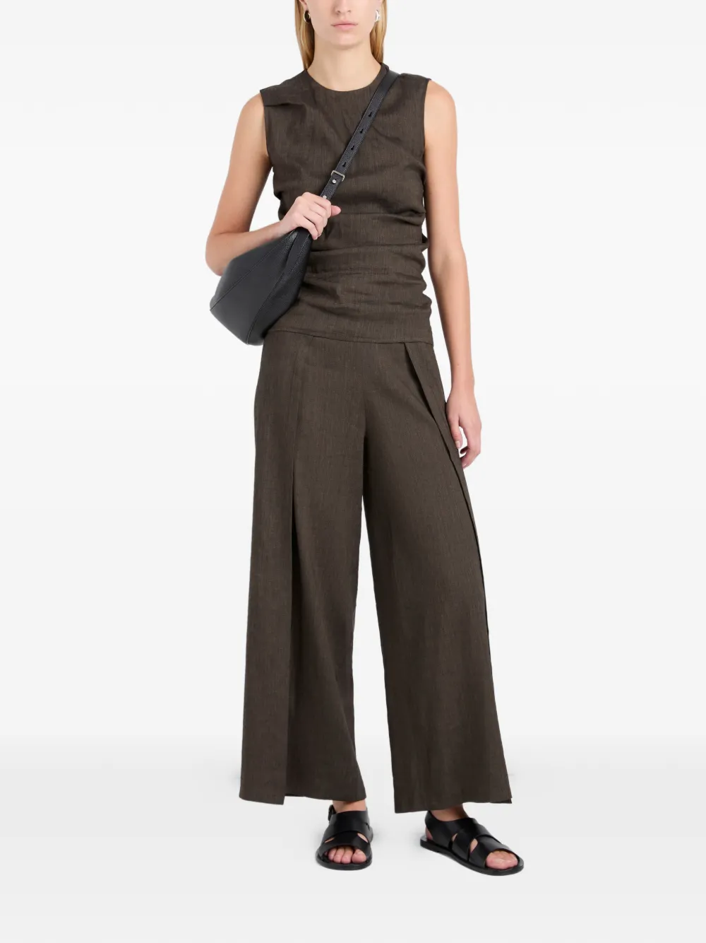 Proenza Schouler White Label Calla geplooide palazzo broek Bruin