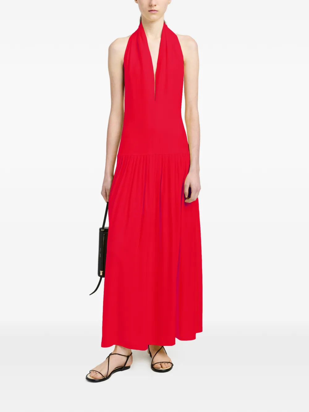 Proenza Schouler Tala Georgette midi-jurk met V-hals Rood