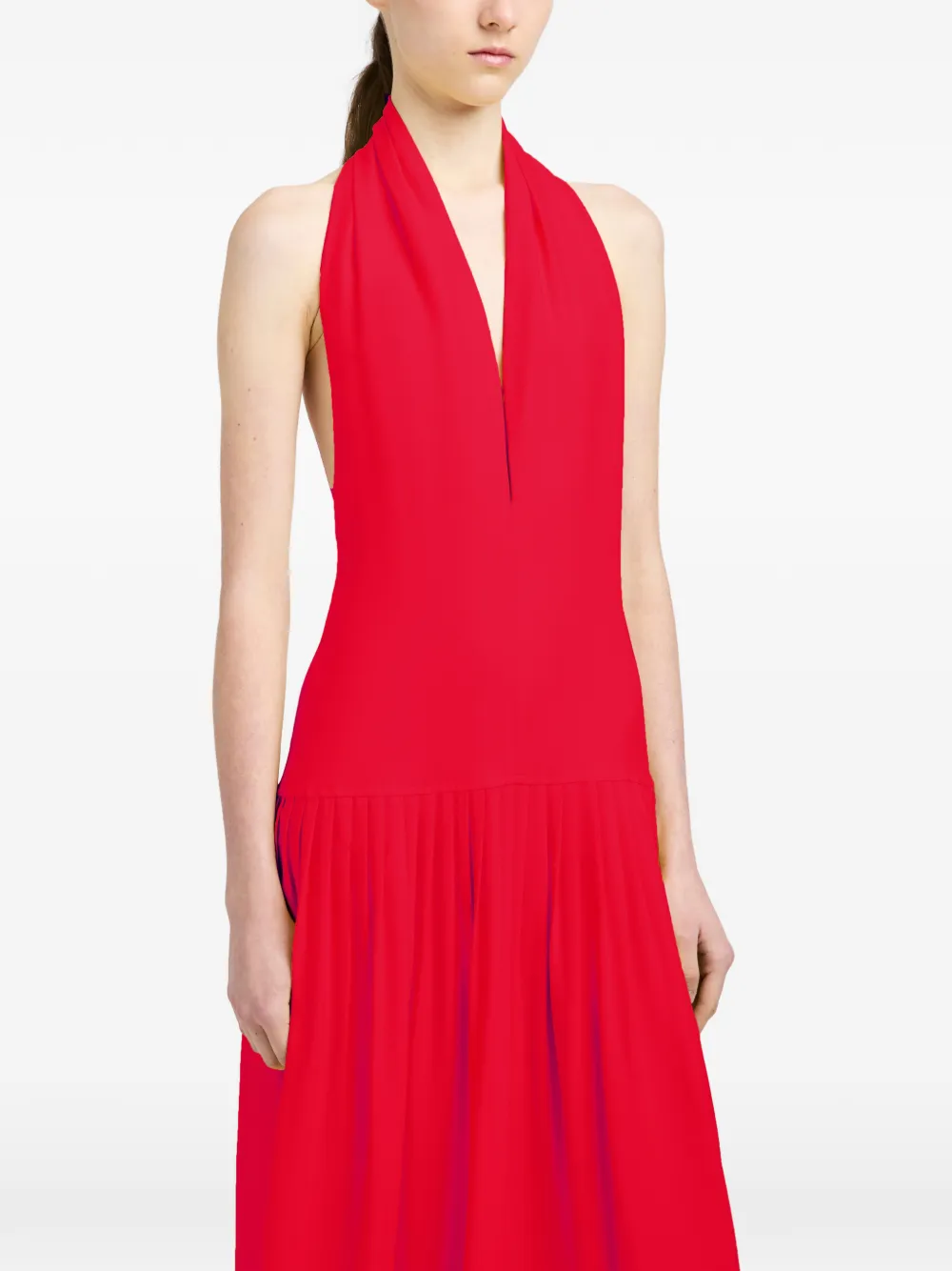 Proenza Schouler Tala Georgette midi-jurk met V-hals Rood