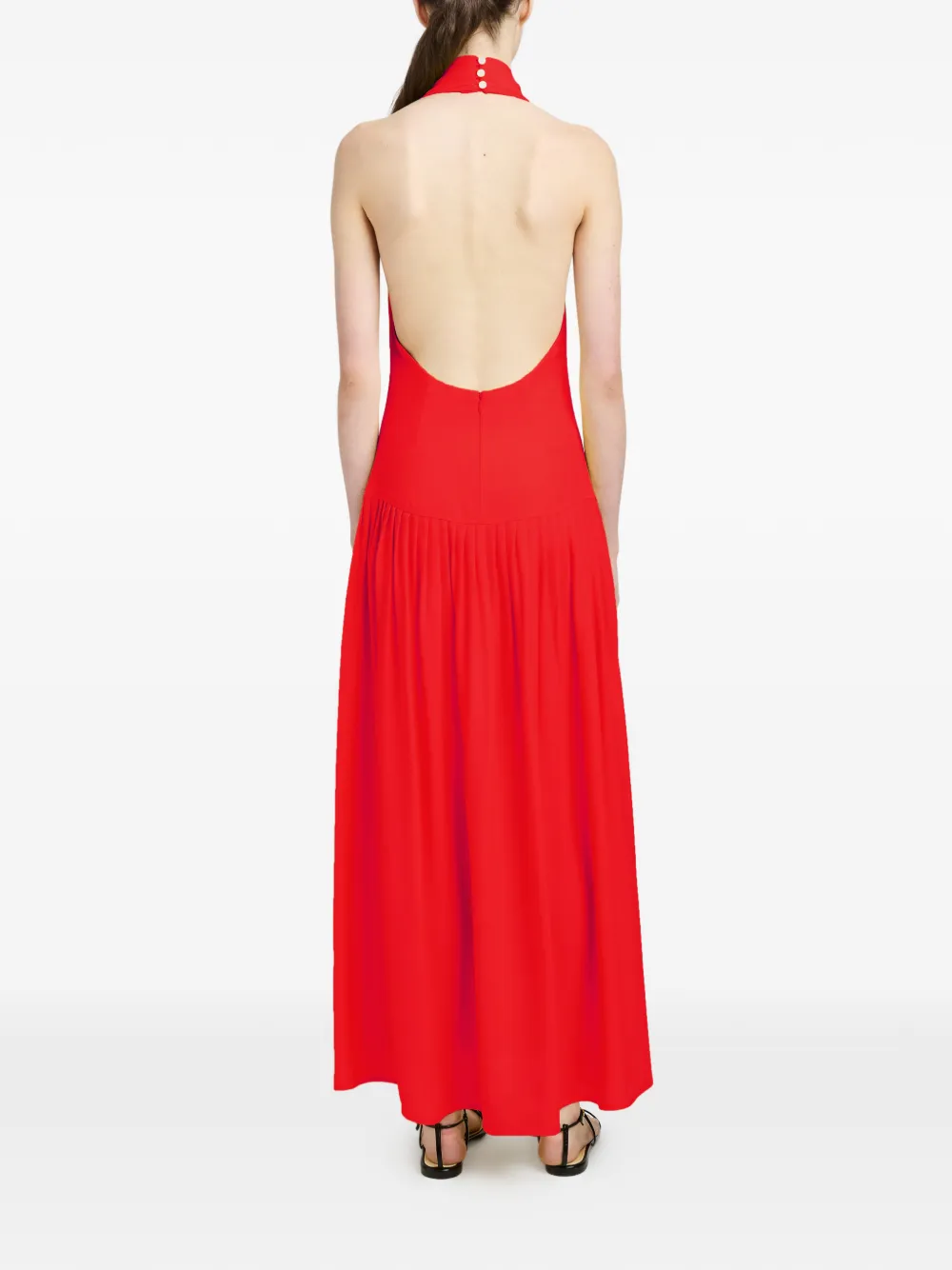 Proenza Schouler Tala Georgette midi-jurk met V-hals Rood