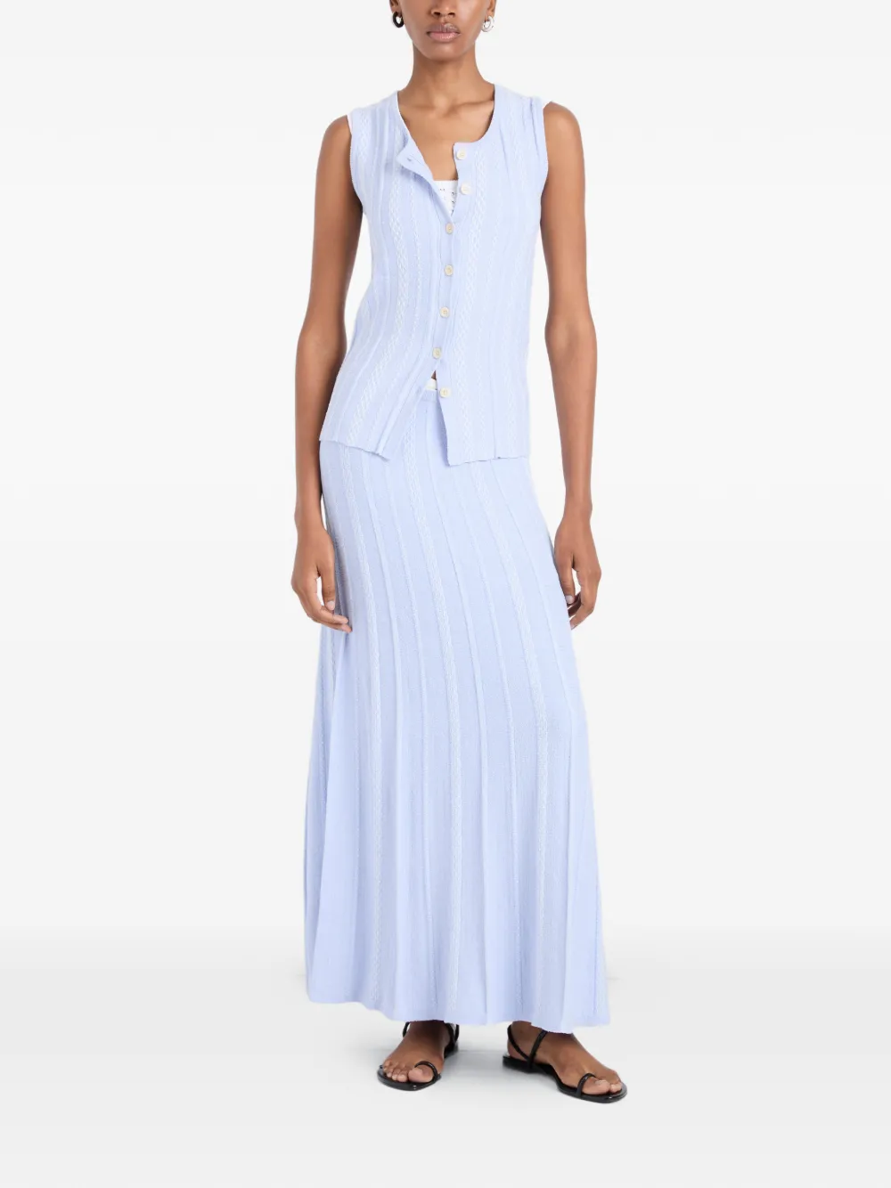 Proenza Schouler White Label Morena gebreide maxi-rok met textuur Blauw
