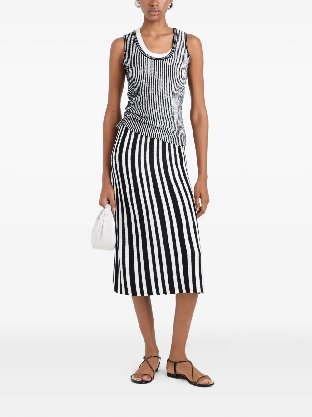 Proenza Schouler White Label Lennox ribgebreide gestreepte top Zwart