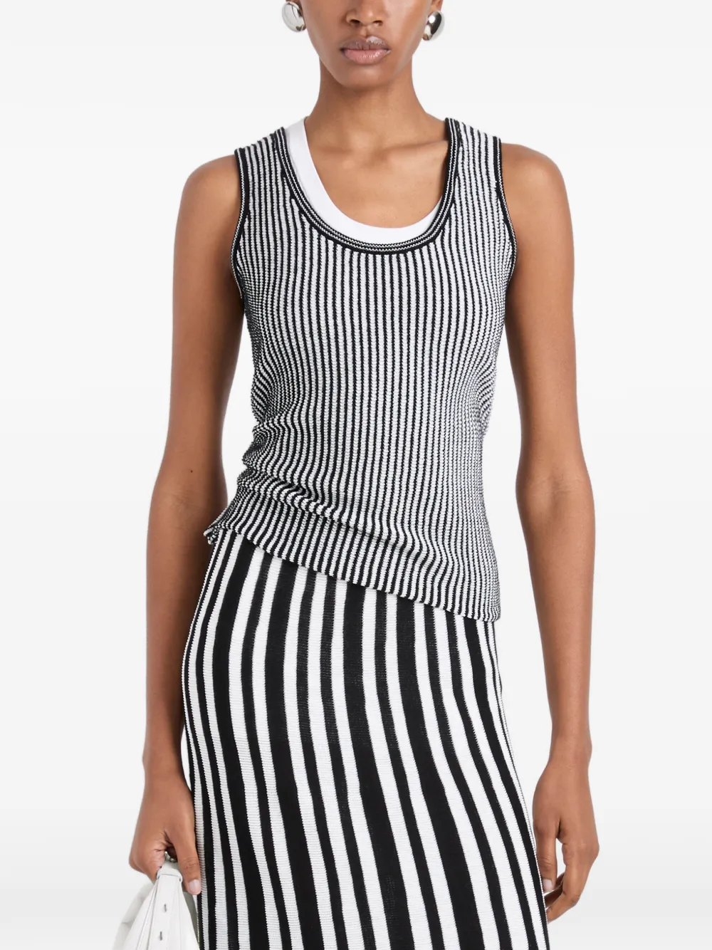 Proenza Schouler White Label Lennox ribgebreide gestreepte top Zwart