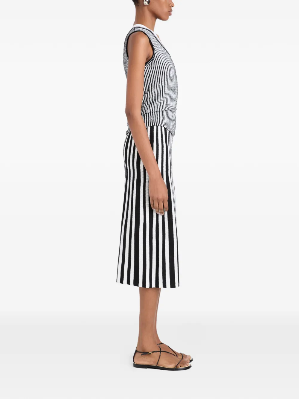 Proenza Schouler White Label Lennox ribgebreide gestreepte top Zwart