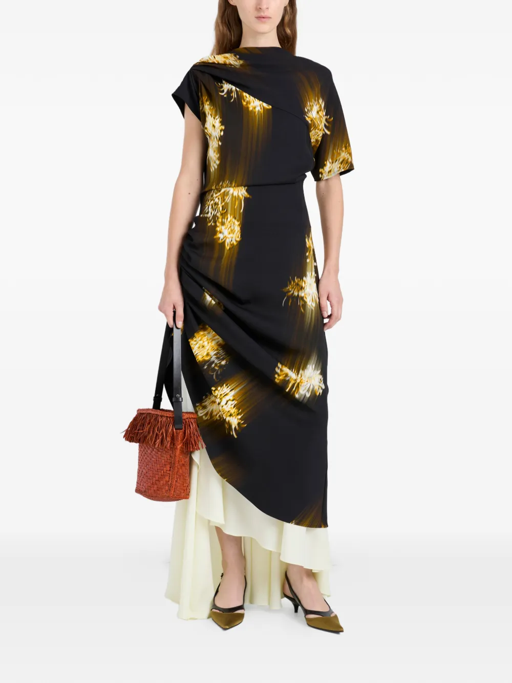 Proenza Schouler Antonella maxi-jurk met print Zwart
