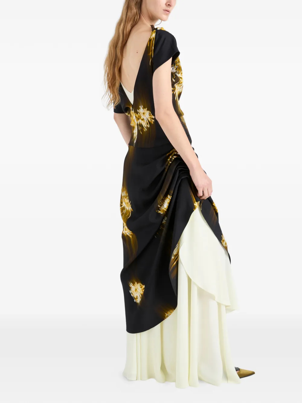 Proenza Schouler Antonella maxi-jurk met print Zwart