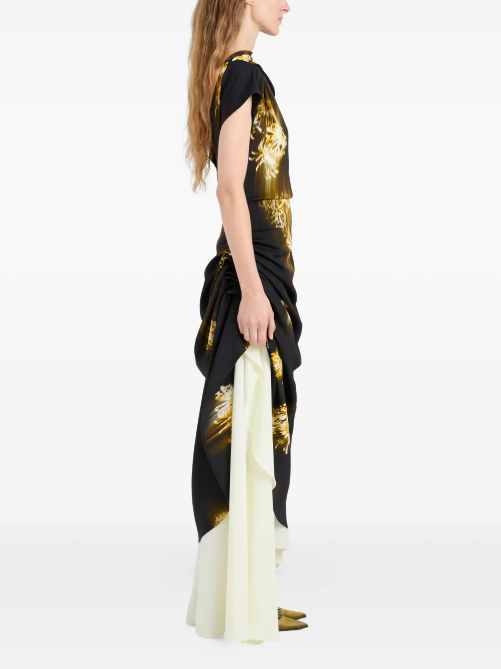 Proenza Schouler Antonella maxi-jurk met print Zwart