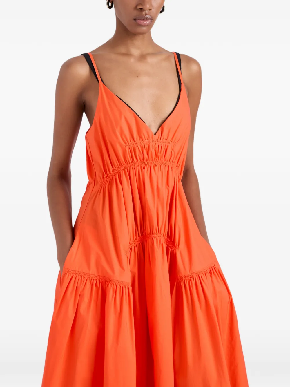 Proenza Schouler White Label Michelyn gesmockte popeline maxi-jurk Oranje
