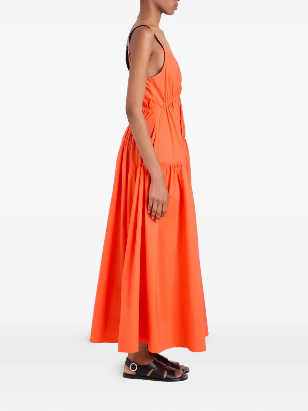 Proenza Schouler White Label Michelyn gesmockte popeline maxi-jurk Oranje