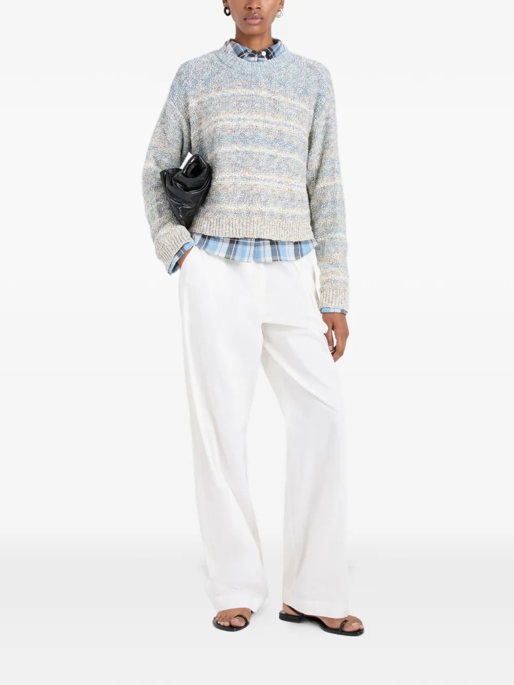 Proenza Schouler White Label Ivara gestreepte trui met ronde hals Blauw