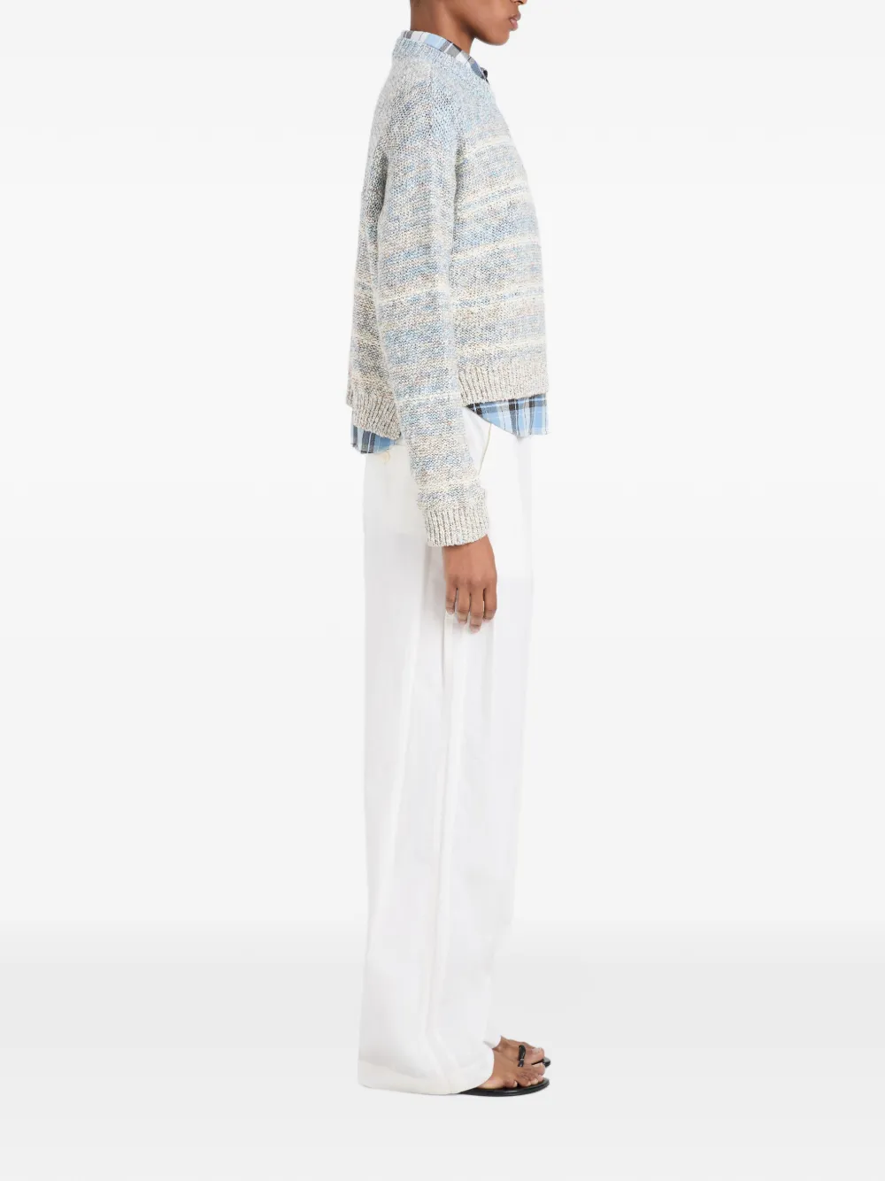 Proenza Schouler White Label Ivara gestreepte trui met ronde hals Blauw