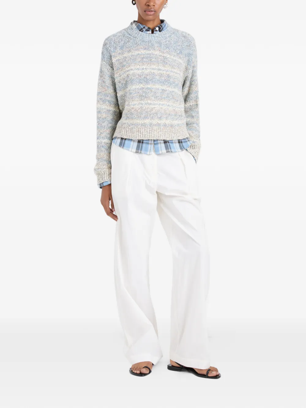 Proenza Schouler White Label Ivara gestreepte trui met ronde hals Blauw
