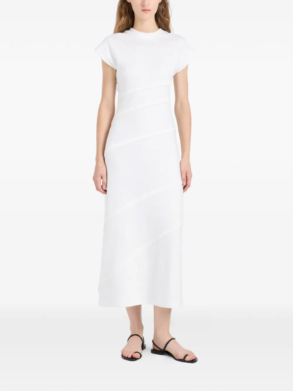 Proenza Schouler Hilma gelaagde jersey midi-jurk Wit