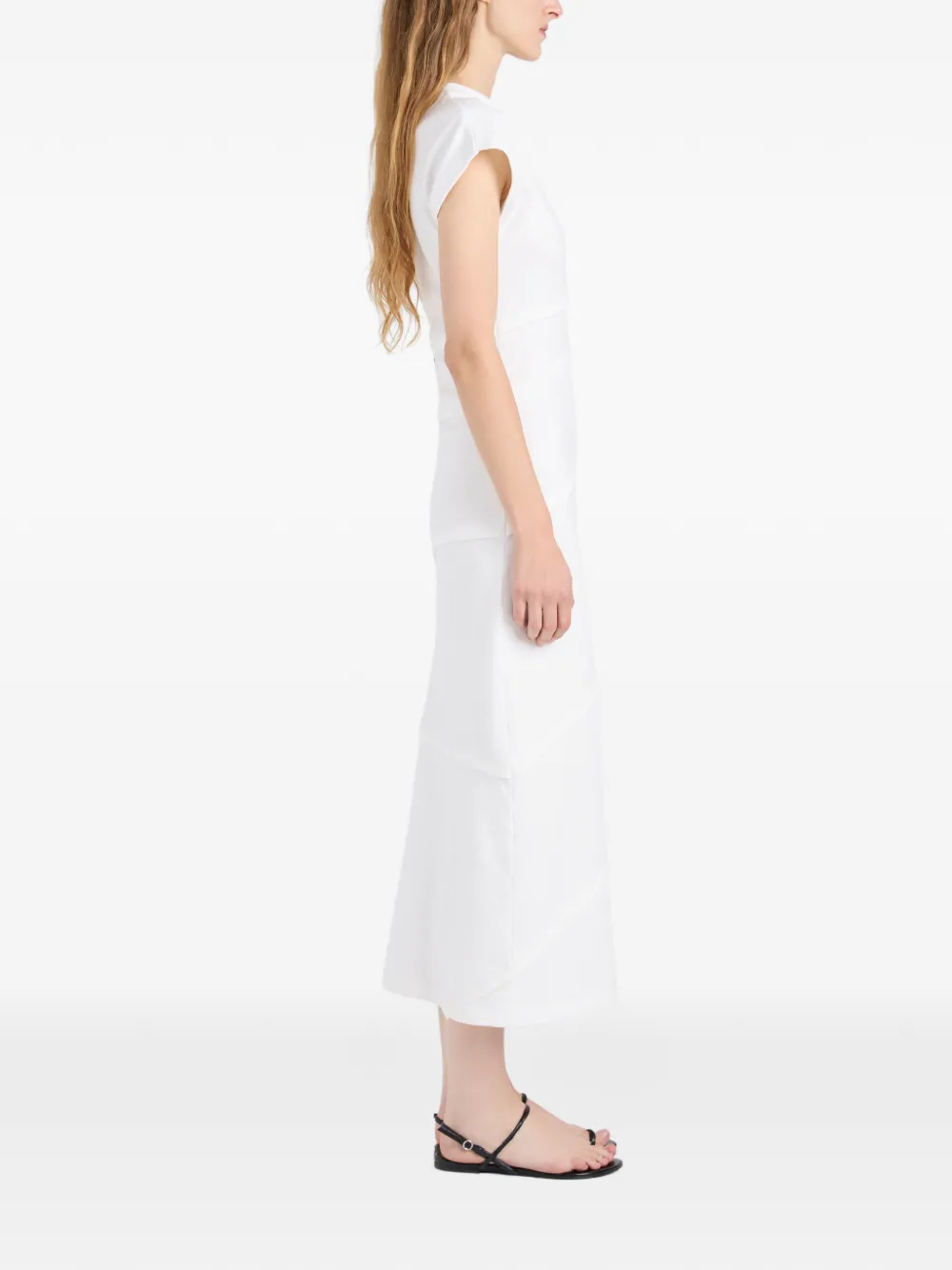 Proenza Schouler Hilma gelaagde jersey midi-jurk Wit