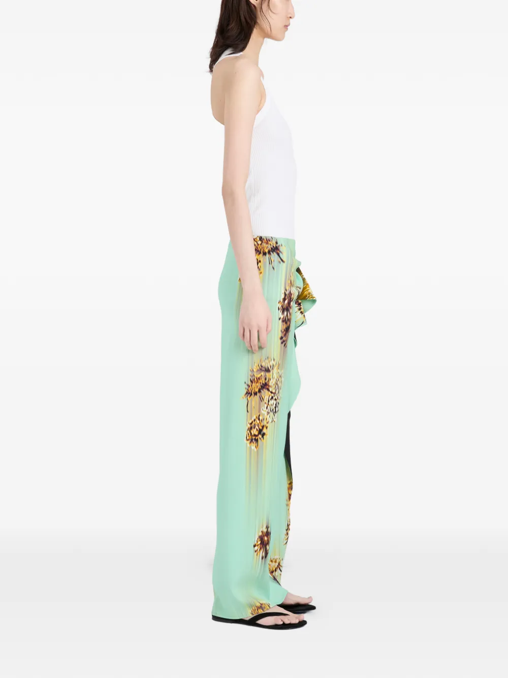 Proenza Schouler Cella maxi-rok met ruches en print Groen