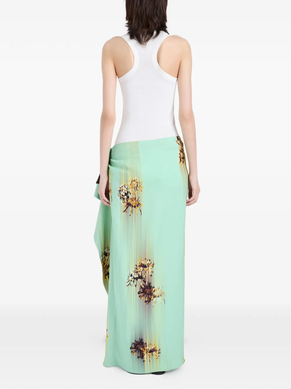 Proenza Schouler Cella Ruffled Printed Maxi Skirt | Green | FARFETCH