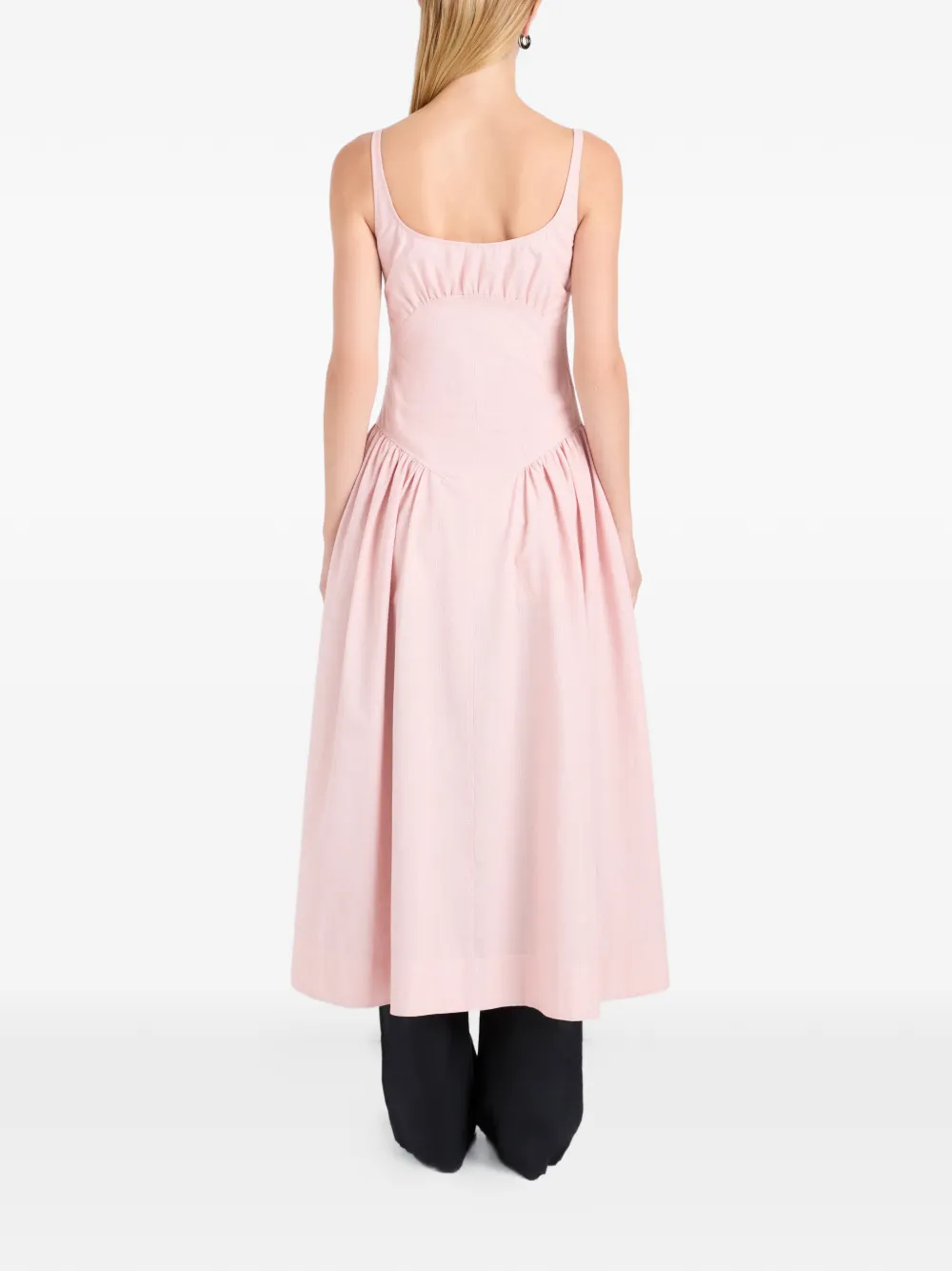 Proenza Schouler White Label Solira seersucker midi-jurk Roze