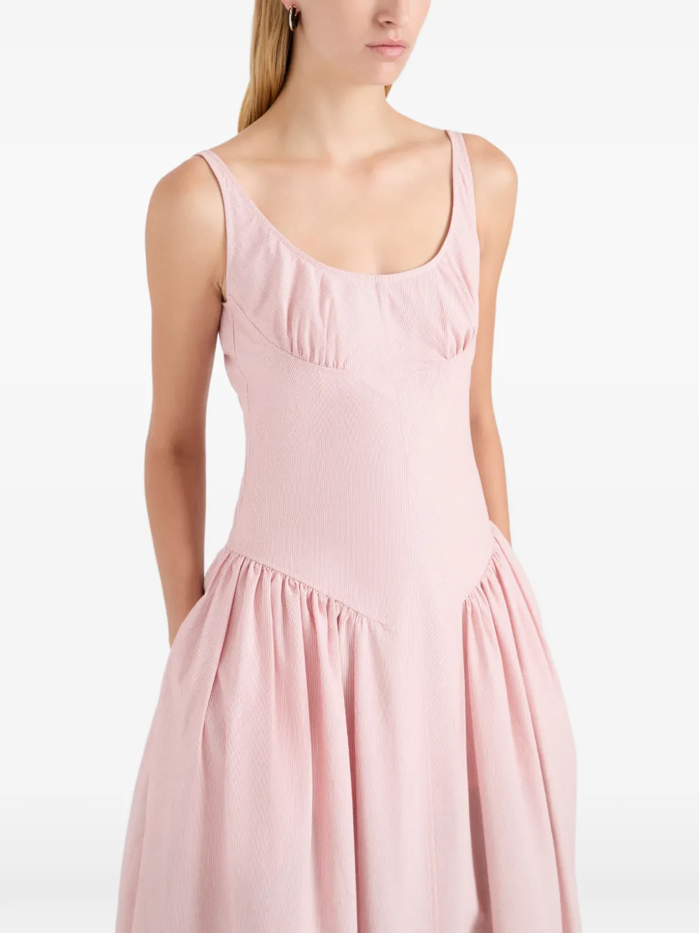 Proenza Schouler White Label Solira seersucker midi-jurk Roze