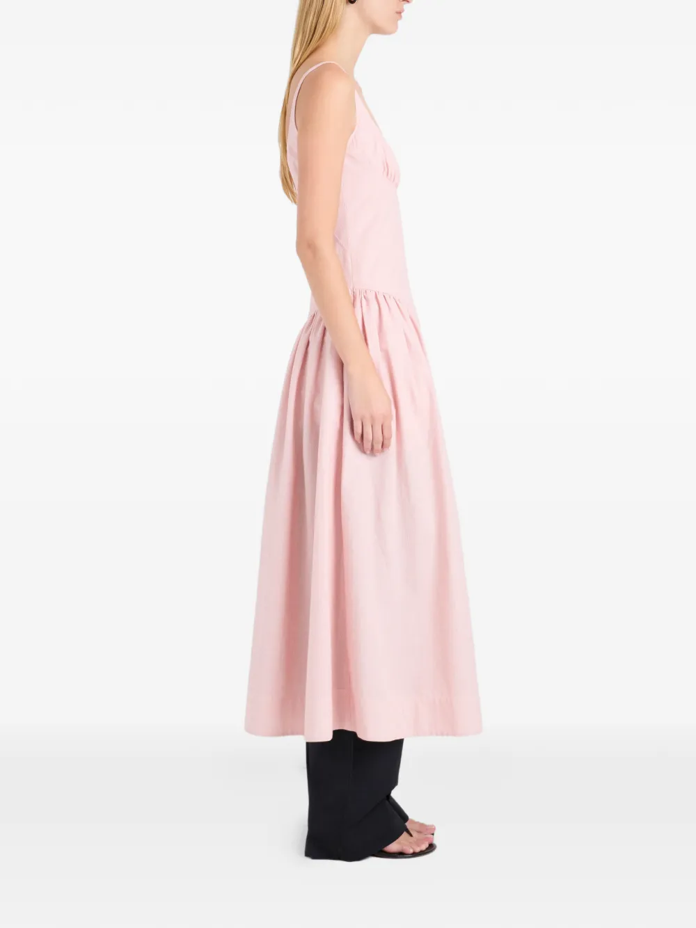 Proenza Schouler White Label Solira seersucker midi-jurk Roze