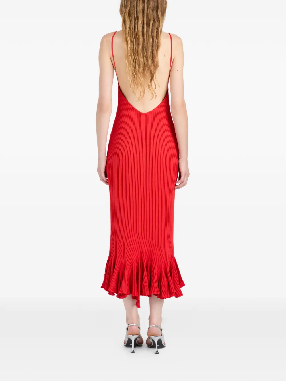 Proenza Schouler Giuditta geribbelde jurk Rood
